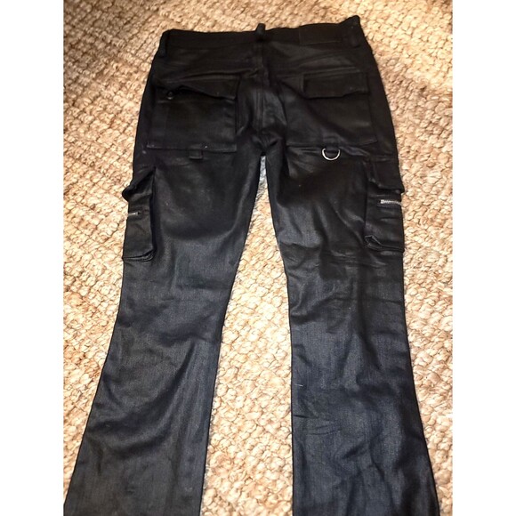 Valabasas Onyx Black Stacked Flare Waxed Jeans Men's Size 29 - Picture 11 of 16